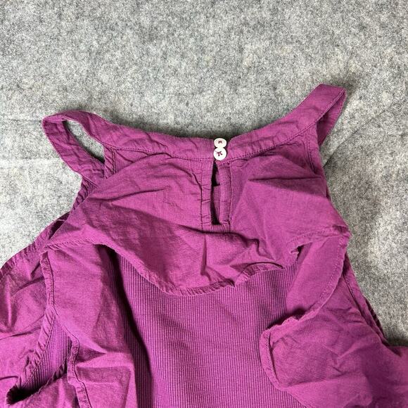 Maeve by Anthropologie Tank Top Women’s Small Fushia Ribbed Knit Linen Ruffle - Picture 8 of 8